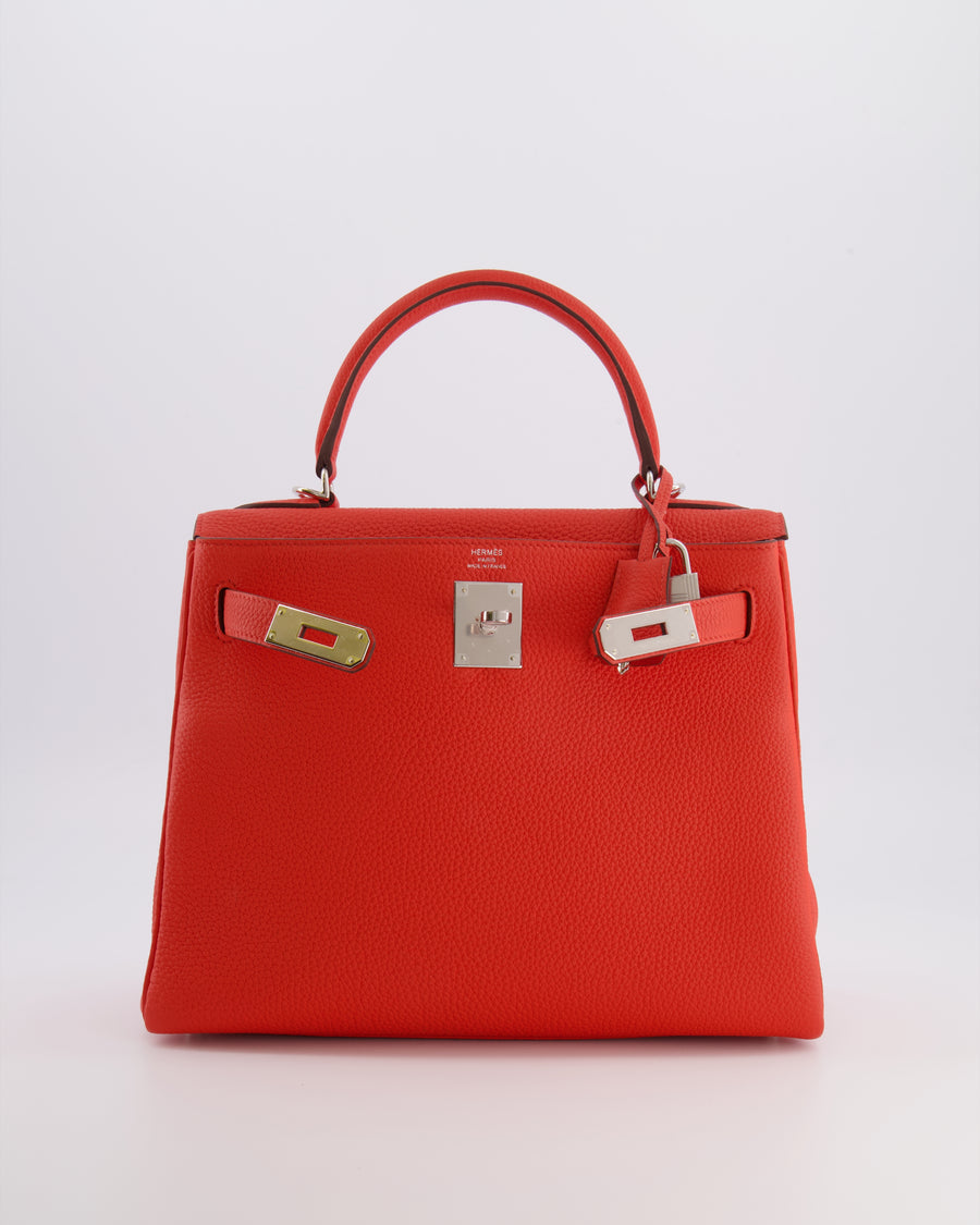 Hermès Kelly 28 Retourne Bag in Capucine Togo Leather with Palladium Hardware