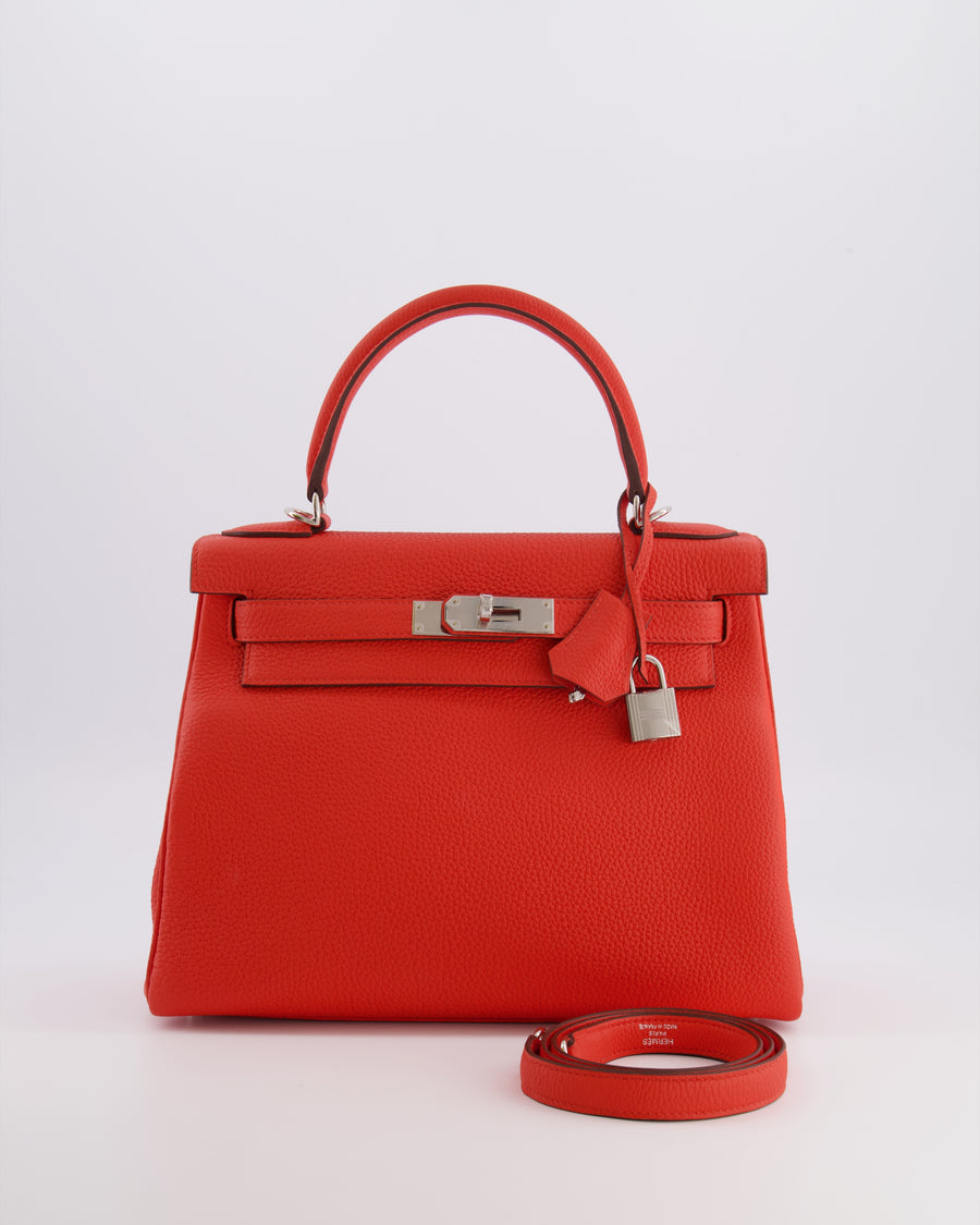 Hermès Kelly 28 Retourne Bag in Capucine Togo Leather with Palladium Hardware