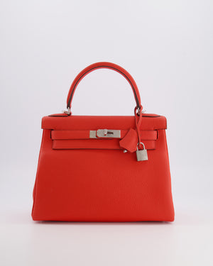 Hermès Kelly 28 Retourne Bag in Capucine Togo Leather with Palladium Hardware