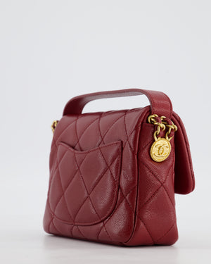 Chanel 22/A Burgundy Mini Square Flap in Caviar Leather with Gold Hardware