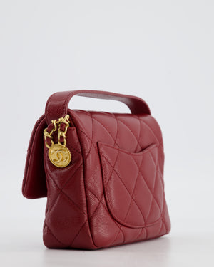 Chanel 22/A Burgundy Mini Square Flap in Caviar Leather with Gold Hardware