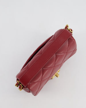 Chanel 22/A Burgundy Mini Square Flap in Caviar Leather with Gold Hardware