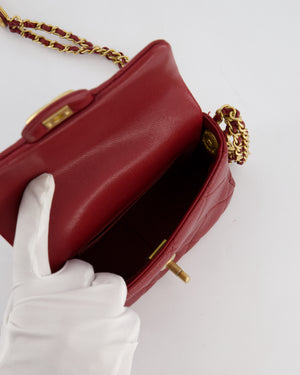 Chanel 22/A Burgundy Mini Square Flap in Caviar Leather with Gold Hardware