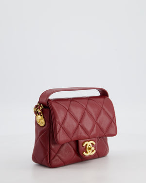 Chanel 22/A Burgundy Mini Square Flap in Caviar Leather with Gold Hardware