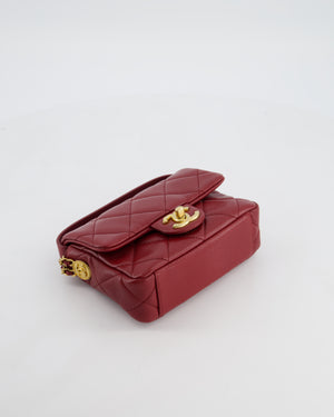 Chanel 22/A Burgundy Mini Square Flap in Caviar Leather with Gold Hardware