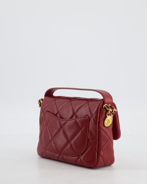 Chanel 22/A Burgundy Mini Square Flap in Caviar Leather with Gold Hardware