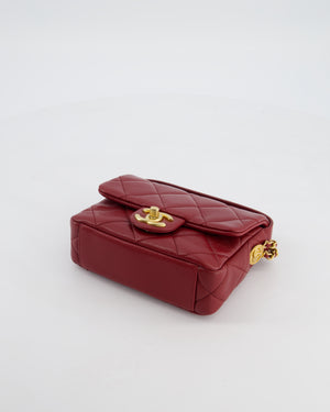 Chanel 22/A Burgundy Mini Square Flap in Caviar Leather with Gold Hardware