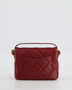 Chanel 22/A Burgundy Mini Square Flap in Caviar Leather with Gold Hardware