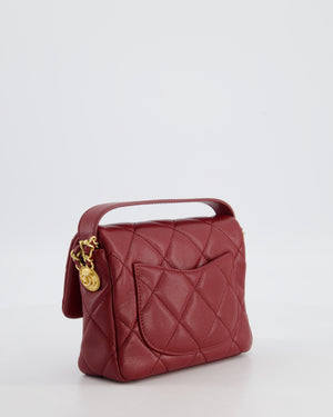 Chanel 22/A Burgundy Mini Square Flap in Caviar Leather with Gold Hardware