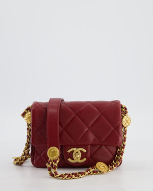 Chanel 22/A Burgundy Mini Square Flap in Caviar Leather with Gold Hardware