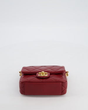 Chanel 22/A Burgundy Mini Square Flap in Caviar Leather with Gold Hardware