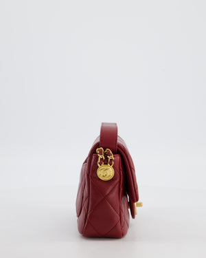 Chanel 22/A Burgundy Mini Square Flap in Caviar Leather with Gold Hardware