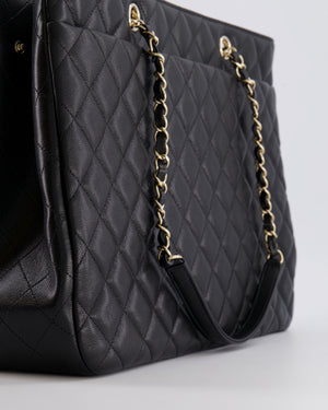 Chanel Black Caviar Leather Tote Bag with Champagne Gold Hardware