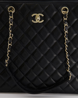 Chanel Black Caviar Leather Tote Bag with Champagne Gold Hardware