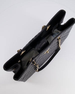 Chanel Black Caviar Leather Tote Bag with Champagne Gold Hardware