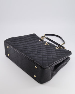Chanel Black Caviar Leather Tote Bag with Champagne Gold Hardware