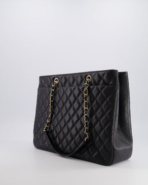 Chanel Black Caviar Leather Tote Bag with Champagne Gold Hardware