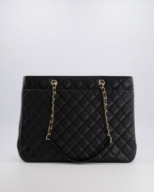 Chanel Black Caviar Leather Tote Bag with Champagne Gold Hardware