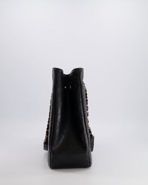 Chanel Black Caviar Leather Tote Bag with Champagne Gold Hardware