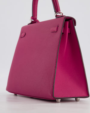*FIRE PRICE* Hermès Kelly 25 Sellier Bag in Rose Pourpre Epsom Leather with Palladium Hardware