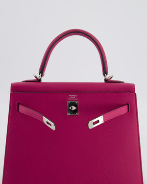 *FIRE PRICE* Hermès Kelly 25 Sellier Bag in Rose Pourpre Epsom Leather with Palladium Hardware