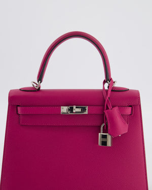 *FIRE PRICE* Hermès Kelly 25 Sellier Bag in Rose Pourpre Epsom Leather with Palladium Hardware