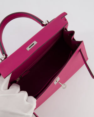 *FIRE PRICE* Hermès Kelly 25 Sellier Bag in Rose Pourpre Epsom Leather with Palladium Hardware