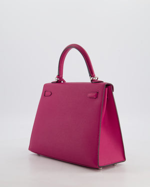 *FIRE PRICE* Hermès Kelly 25 Sellier Bag in Rose Pourpre Epsom Leather with Palladium Hardware