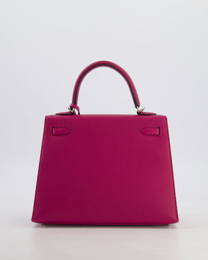*FIRE PRICE* Hermès Kelly 25 Sellier Bag in Rose Pourpre Epsom Leather with Palladium Hardware