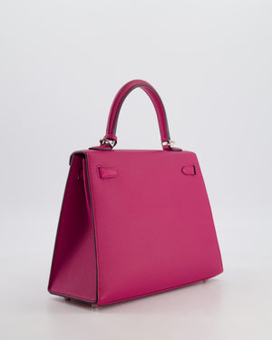 *FIRE PRICE* Hermès Kelly 25 Sellier Bag in Rose Pourpre Epsom Leather with Palladium Hardware