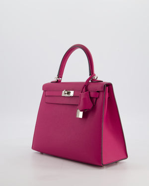 *FIRE PRICE* Hermès Kelly 25 Sellier Bag in Rose Pourpre Epsom Leather with Palladium Hardware