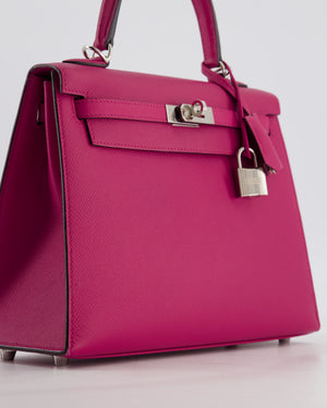 *FIRE PRICE* Hermès Kelly 25 Sellier Bag in Rose Pourpre Epsom Leather with Palladium Hardware