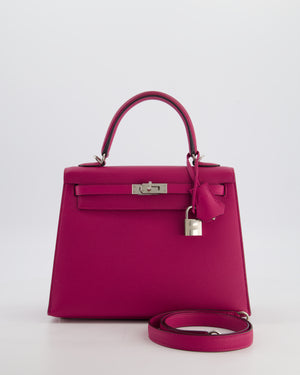 *FIRE PRICE* Hermès Kelly 25 Sellier Bag in Rose Pourpre Epsom Leather with Palladium Hardware