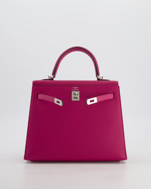*FIRE PRICE* Hermès Kelly 25 Sellier Bag in Rose Pourpre Epsom Leather with Palladium Hardware