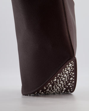 Alaïa Le Gail Large Leather Tote Bag with Adjustable Shoulder Strap with Adorned Studs and Silver Studded Base