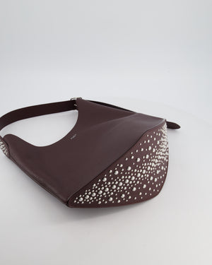 Alaïa Le Gail Large Leather Tote Bag with Adjustable Shoulder Strap with Adorned Studs and Silver Studded Base