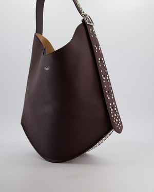 Alaïa Le Gail Large Leather Tote Bag with Adjustable Shoulder Strap with Adorned Studs and Silver Studded Base