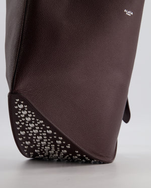 Alaïa Le Gail Large Leather Tote Bag with Adjustable Shoulder Strap with Adorned Studs and Silver Studded Base