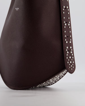 Alaïa Le Gail Large Leather Tote Bag with Adjustable Shoulder Strap with Adorned Studs and Silver Studded Base