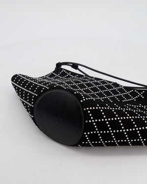 Khaite Black Suede Lotus Hobo Mini Bag with Crystal Embellishments