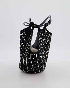 Khaite Black Suede Lotus Hobo Mini Bag with Crystal Embellishments