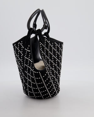 Khaite Black Suede Lotus Hobo Mini Bag with Crystal Embellishments