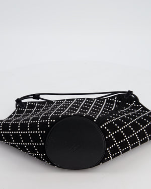 Khaite Black Suede Lotus Hobo Mini Bag with Crystal Embellishments