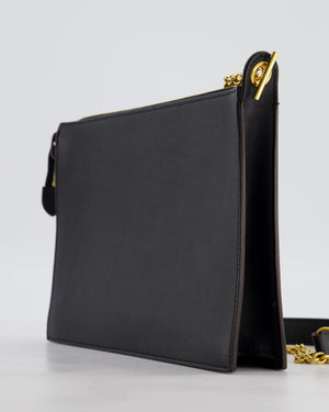 Celine Black, White, and Green Tricolour Leather Pocket Envelope Zip Crossbody Bag with Gold Hardware