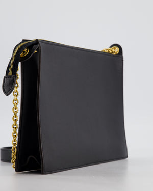 Celine Black, White, and Green Tricolour Leather Pocket Envelope Zip Crossbody Bag with Gold Hardware
