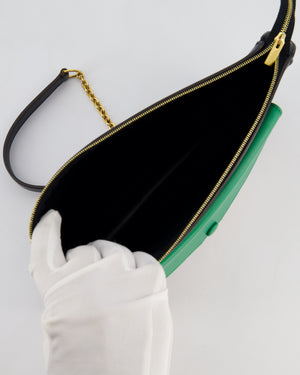 Celine Black, White, and Green Tricolour Leather Pocket Envelope Zip Crossbody Bag with Gold Hardware