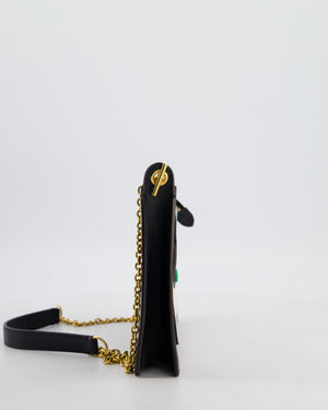 Celine Black, White, and Green Tricolour Leather Pocket Envelope Zip Crossbody Bag with Gold Hardware