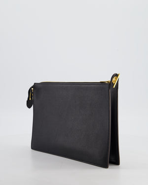 Celine Black, White, and Green Tricolour Leather Pocket Envelope Zip Crossbody Bag with Gold Hardware