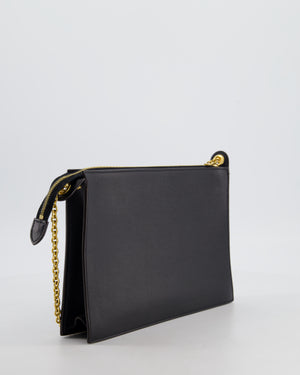 Celine Black, White, and Green Tricolour Leather Pocket Envelope Zip Crossbody Bag with Gold Hardware
