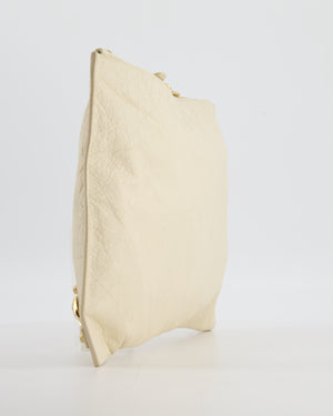 Balenciaga Cream Motocross Metallic Edge Clutch with Gold Hardware